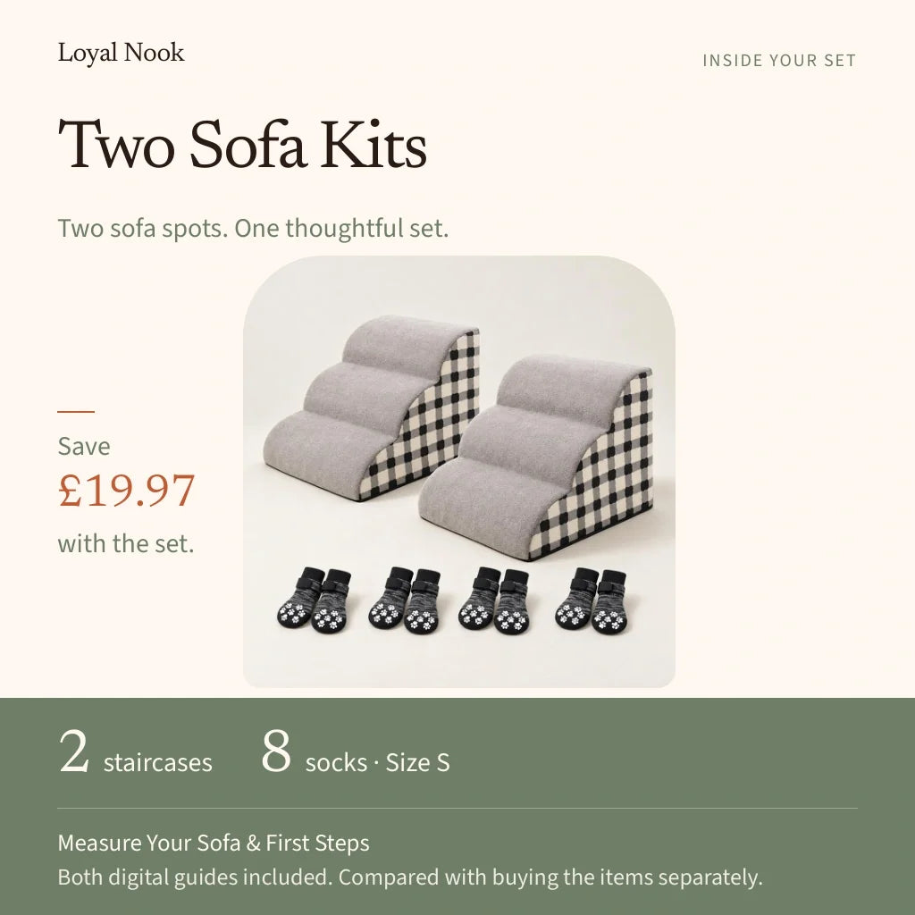 Two Sofa Kits includes two staircases, eight size S socks and both digital guides