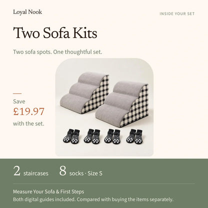 Two Sofa Kits includes two staircases, eight size S socks and both digital guides