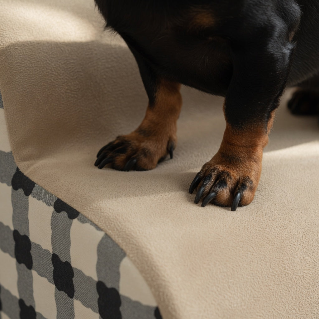 Dachshund paws on the grip treads
